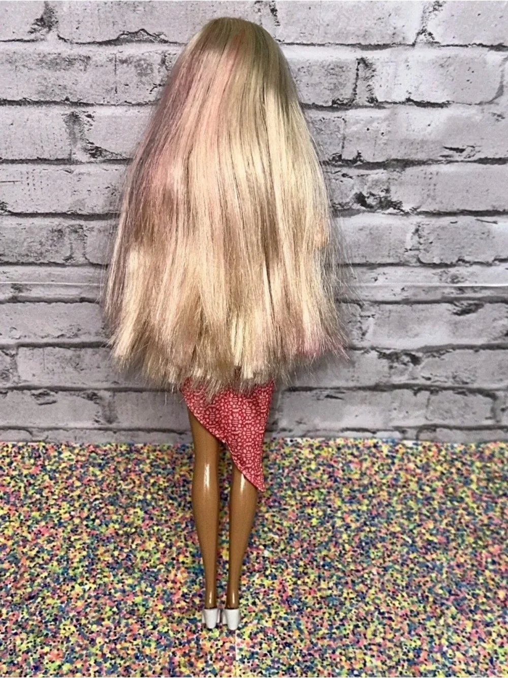 Barbie Doll Blonde Hair with Highlights 2000s Restyled Dress Shoes Purse